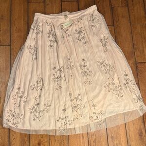 Sundance Pale Blush Embroidered Tulle A-Line Skirt